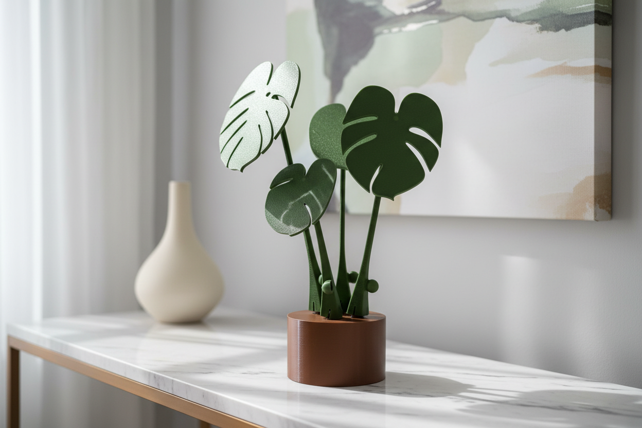 Monstera leaf decoration in modern interior