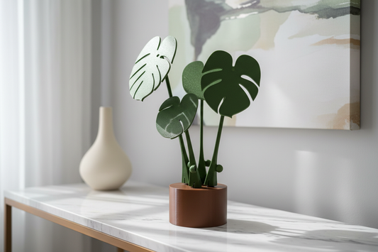 Monstera leaf decoration in modern interior